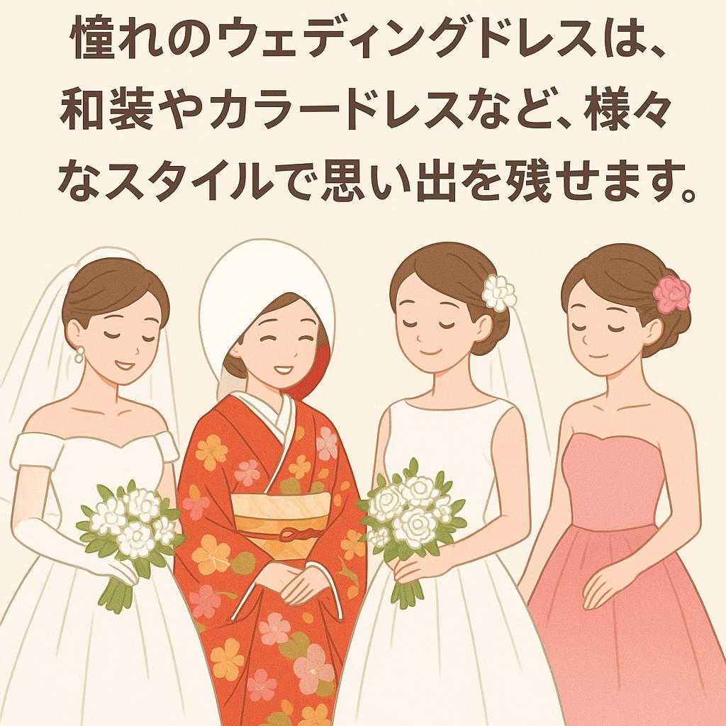 憧れのウェディングドレス👗はもちろん、和装👘やカラードレスなど、様々なスタイルで思い出を残せます。