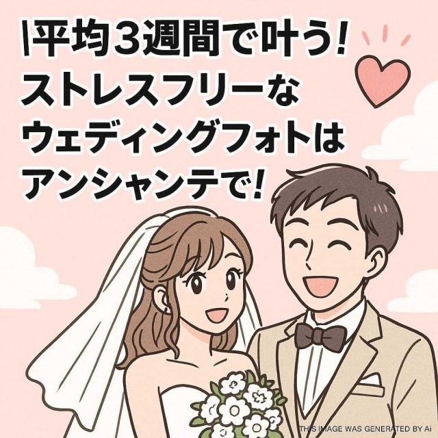 【平均3週間で叶う！】ストレスフリーなウェディングフォトはアンシャンテで！💖