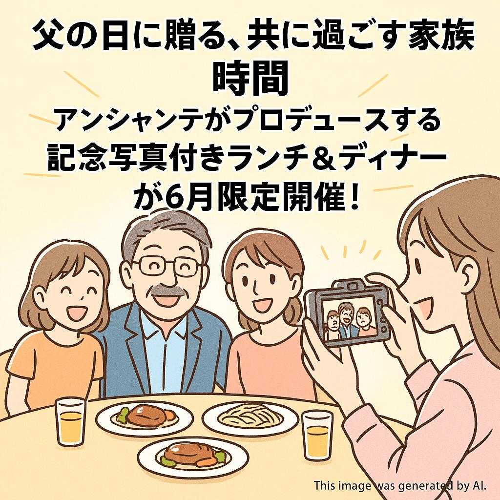 【父の日に贈る、共に過ごす家族時間】アンシャンテがプロデュースする “記念写真付きランチ＆ディナー” が6月限定開催！