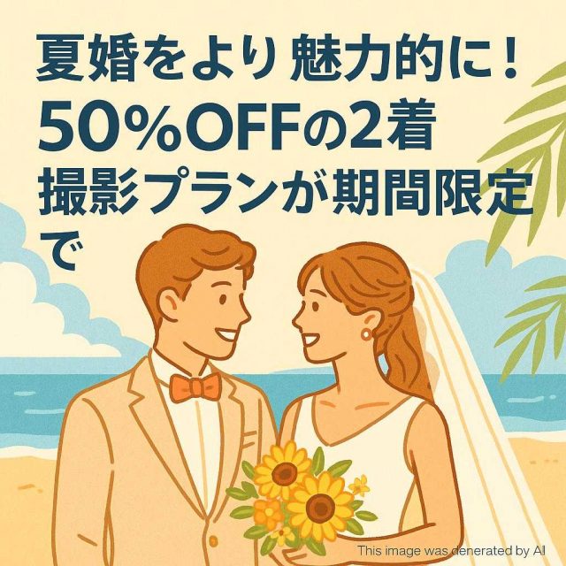 夏婚をより魅力的に！50％offの2着撮影プランが期間限定で