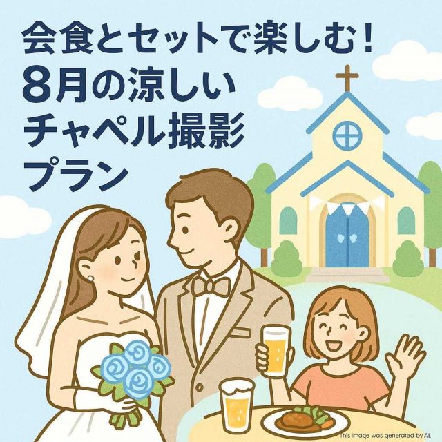 会食とセットで楽しむ！8月の涼しいチャペル撮影プラン