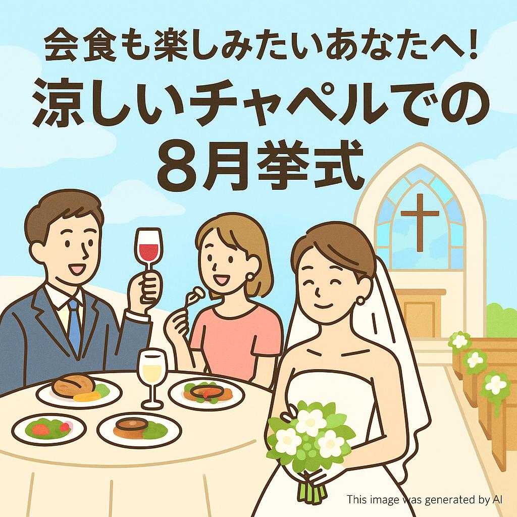 会食も楽しみたいあなたへ！涼しいチャペルでの8月挙式
