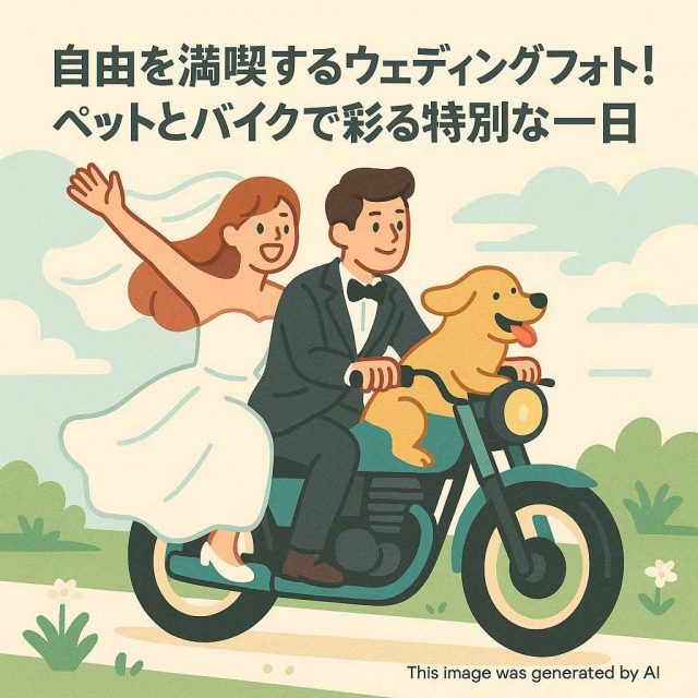 自由を満喫するウェディングフォト！ペットとバイクで彩る特別な一日