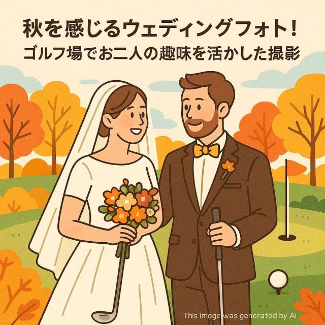 秋を感じるウェディングフォト！ゴルフ場でお二人の趣味を活かした撮影