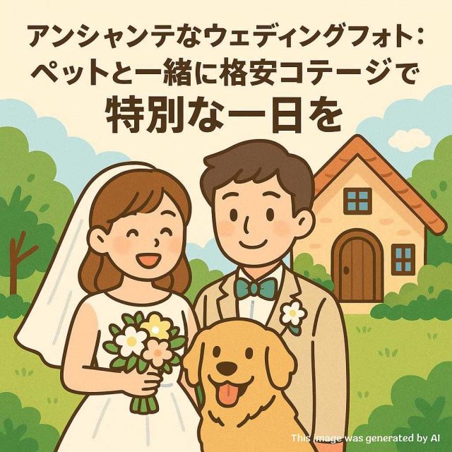 アンシャンテなウェディングフォト: ペットと一緒に格安コテージで特別な一日を