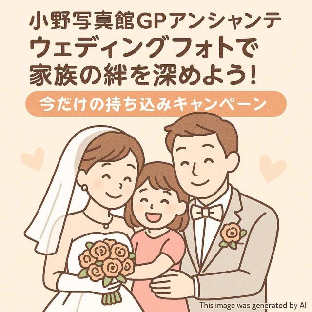 小野写真館GPアンシャンテ ウェディングフォトで家族の絆を深めよう！今だけの持ち込みキャンペーン