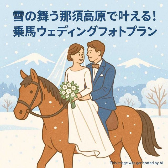 雪の舞う那須高原で叶える！乗馬ウェディングフォトプラン