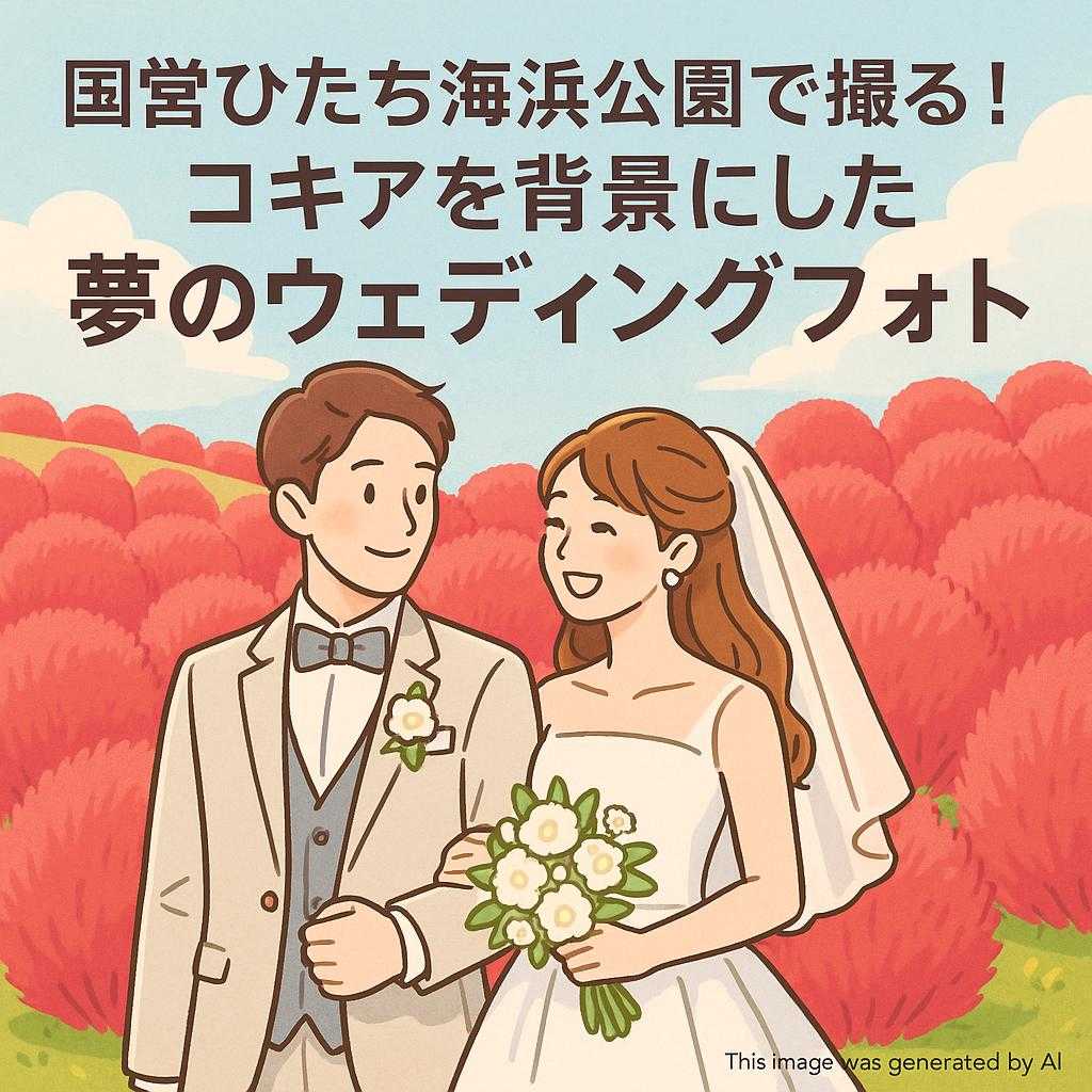 国営ひたち海浜公園で撮る！コキアを背景にした夢のウェディングフォト