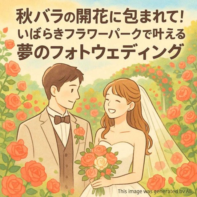 秋バラの開花に包まれて! いばらきフラワーパークで叶える夢のフォトウェディング