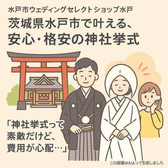 水戸市ウェディングセレクトショップ水戸 茨城県水戸市で叶える、安心・格安の神社挙式 「神社挙式って素敵だけど、費用が心配…」