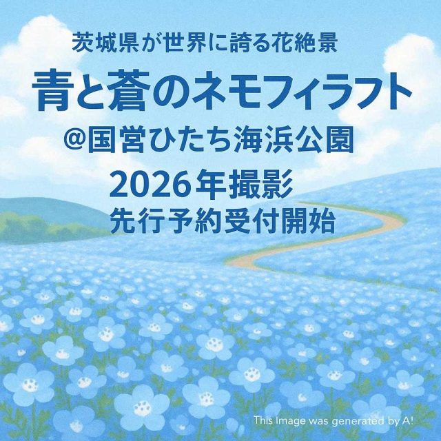茨城県が世界に誇る花絶景 『青と蒼のネモフィラフォト』 ＠国営ひたち海浜公園  2026年撮影 先行予約受付開始
