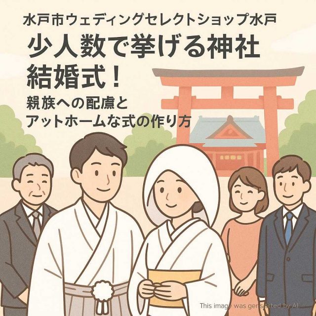 水戸市ウェディングセレクトショップ水戸 「少人数で挙げる神社結婚式！親族への配慮とアットホームな式の作り方」