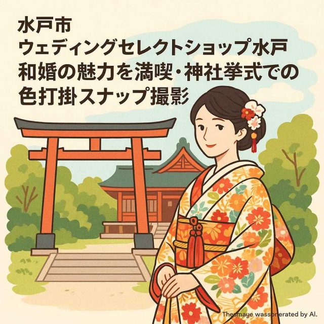 水戸市ウェディングセレクトショップ水戸 和婚の魅力を満喫・神社挙式での色打掛スナップ撮影