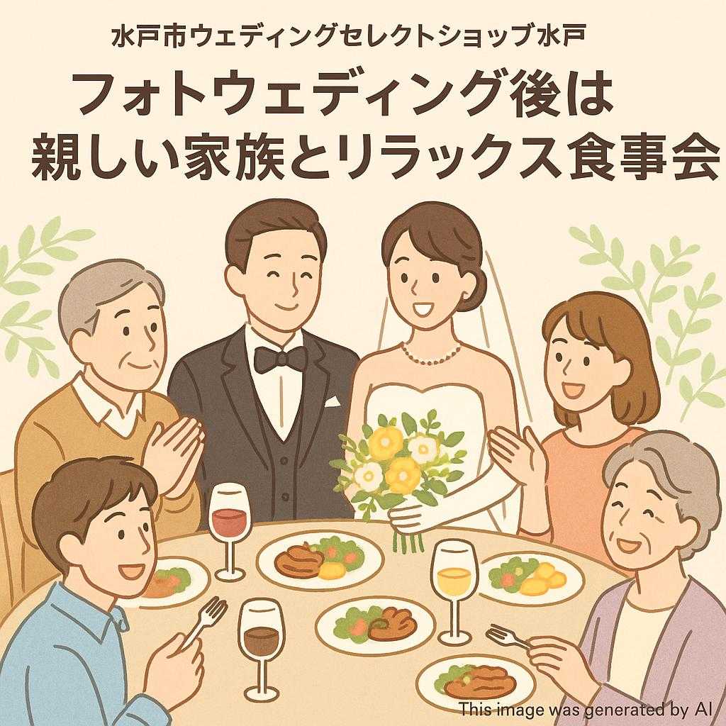 水戸市ウェディングセレクトショップ水戸 フォトウェディング後は親しい家族とリラックス食事会