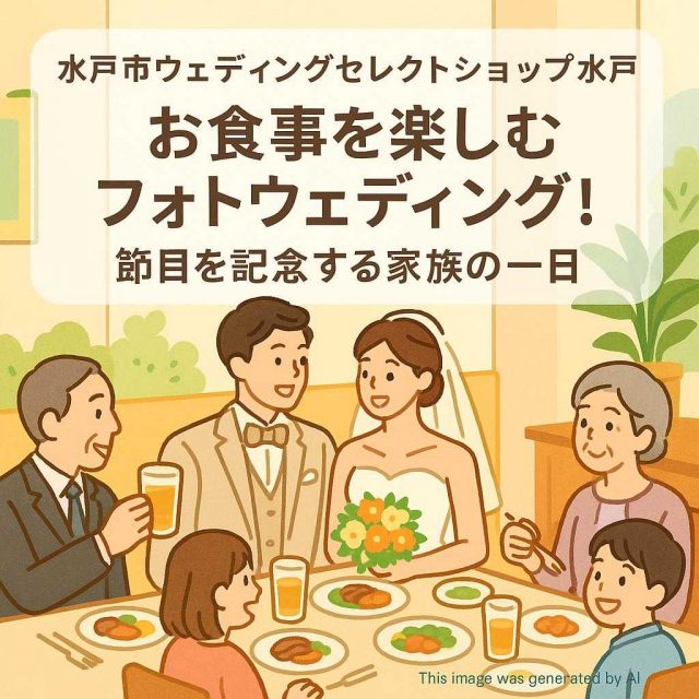 水戸市ウェディングセレクトショップ水戸 お食事を楽しむフォトウェディング！節目を記念する家族の一日