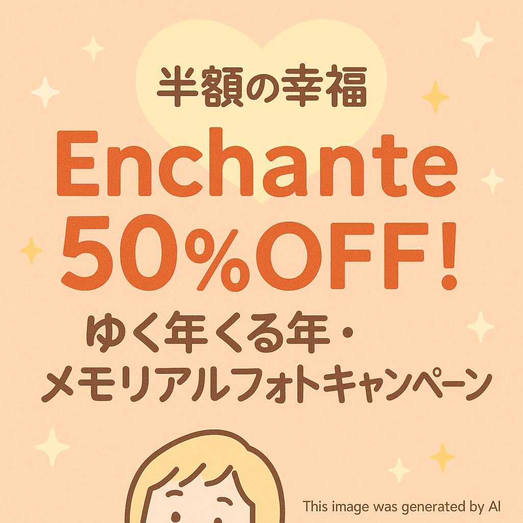 【半額の幸福】Enchante 50%OFF! ゆく年くる年・メモリアルフォトキャンペーン