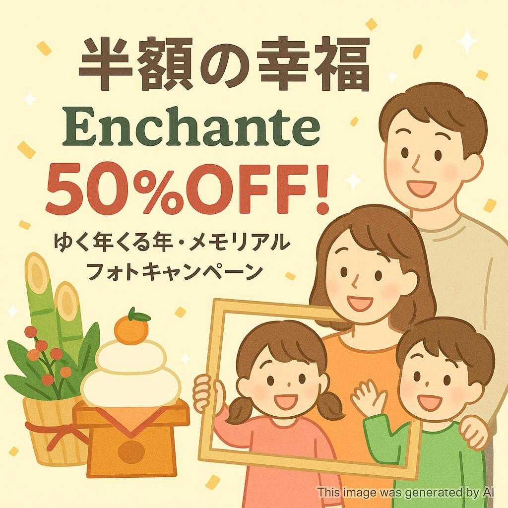 【半額の幸福】Enchante 50%OFF! ゆく年くる年・メモリアルフォトキャンペーン