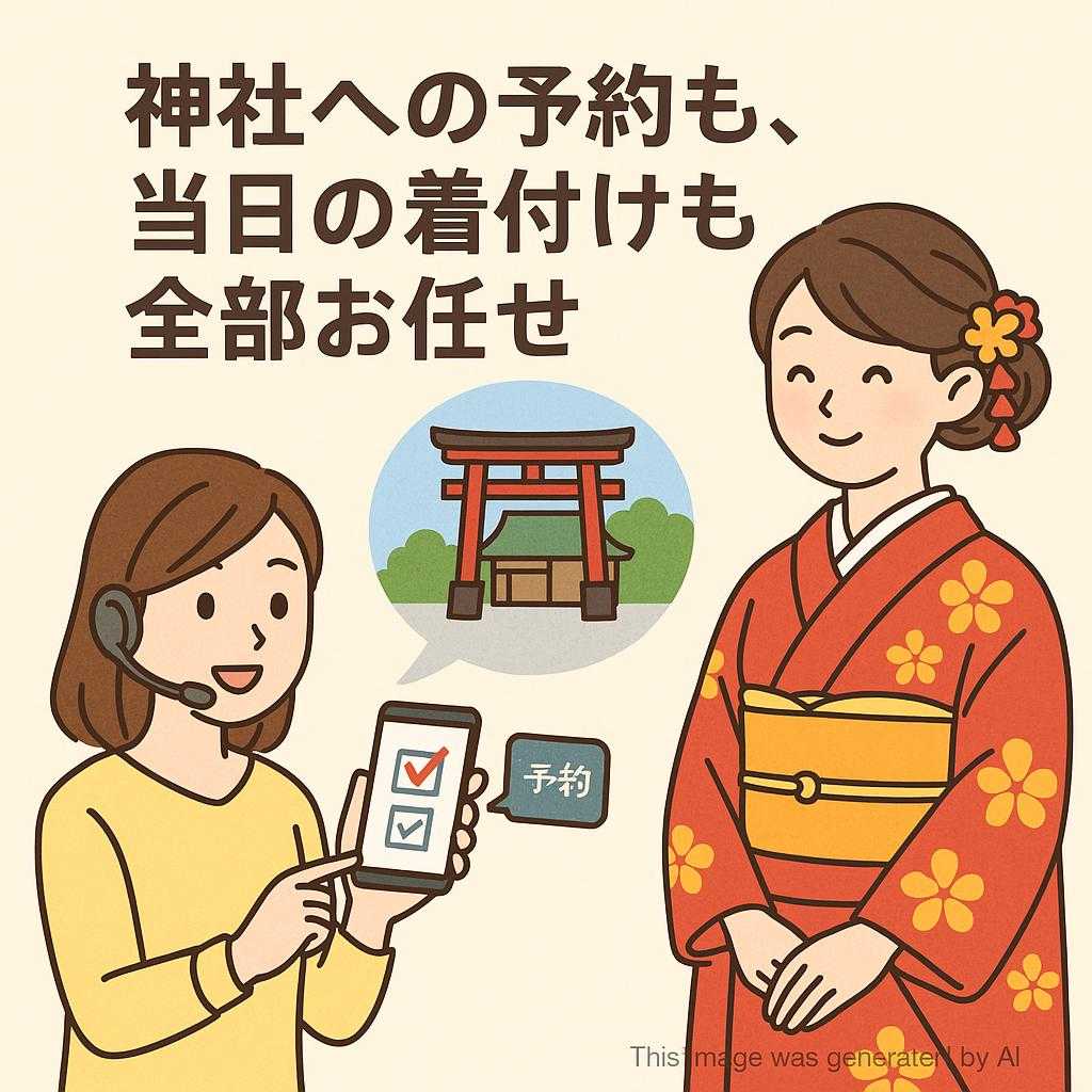 「神社への予約も、当日の着付けも全部お任せ」