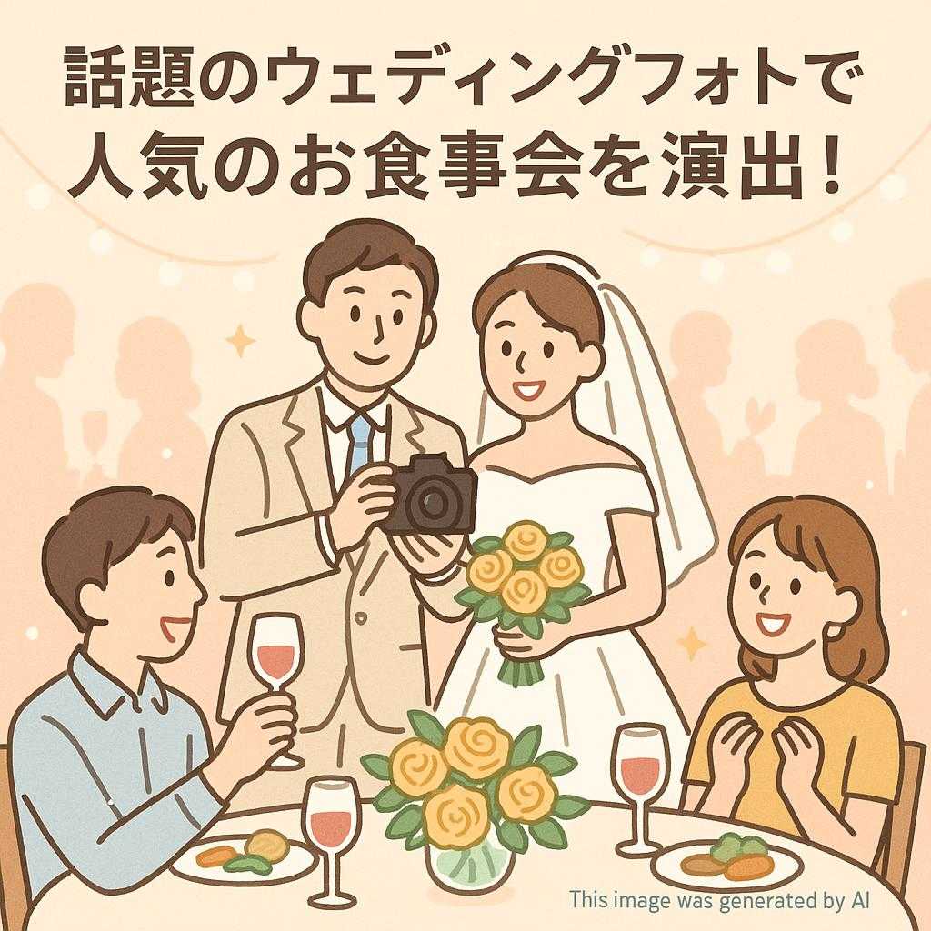 話題のウェディングフォトで人気のお食事会を演出!