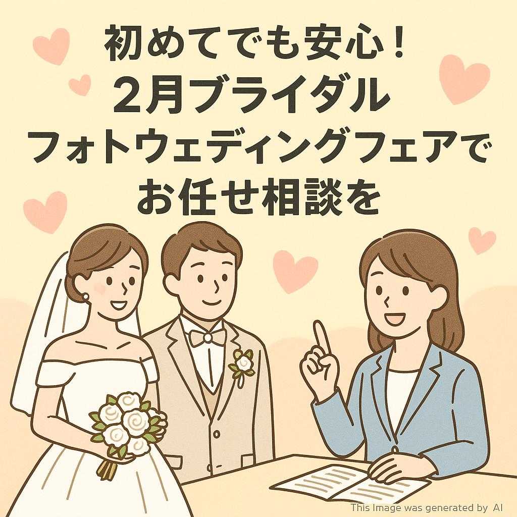 初めてでも安心!2月ブライダルフォトウェディングフェアでお任せ相談を