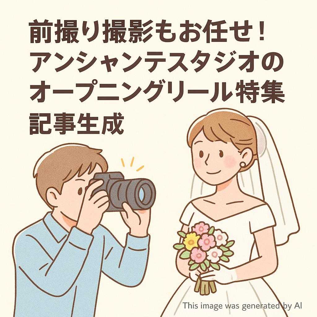 前撮り撮影もお任せ!アンシャンテスタジオのオープニングリール特集 記事生成