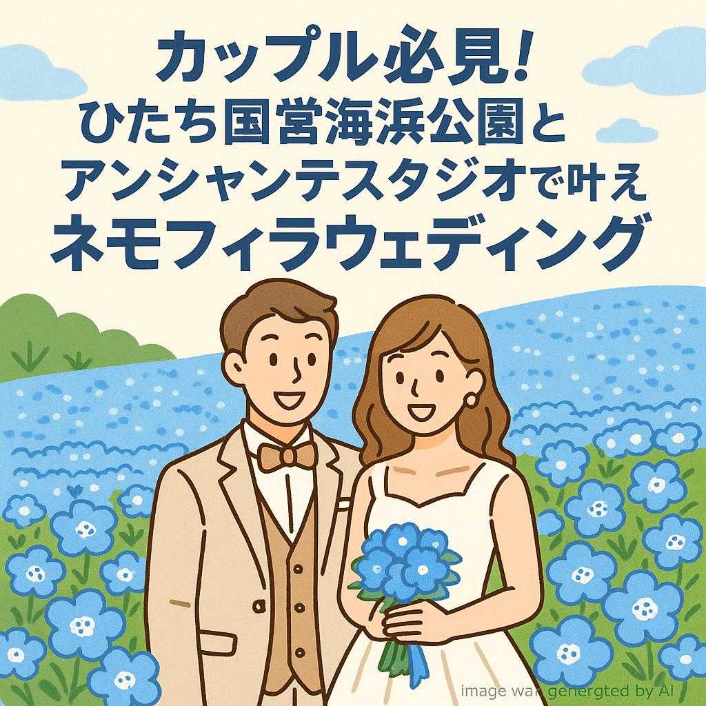 カップル必見！ひたち国営海浜公園とアンシャンテスタジオで叶えるネモフィラウェディング