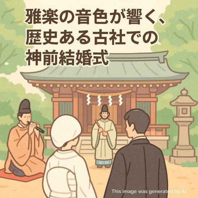 雅楽の音色が響く、歴史ある古社での神前結婚式