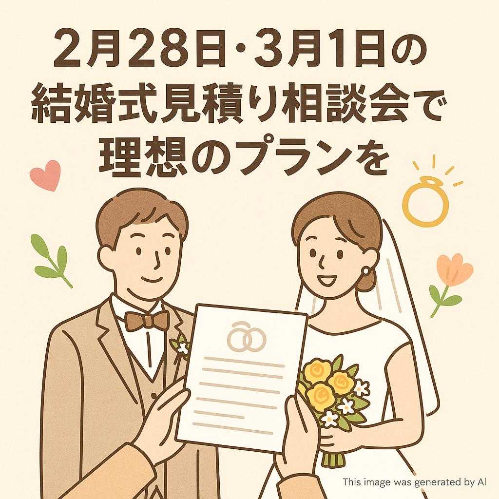 2月28日・3月1日の結婚式見積り相談会で理想のプランを