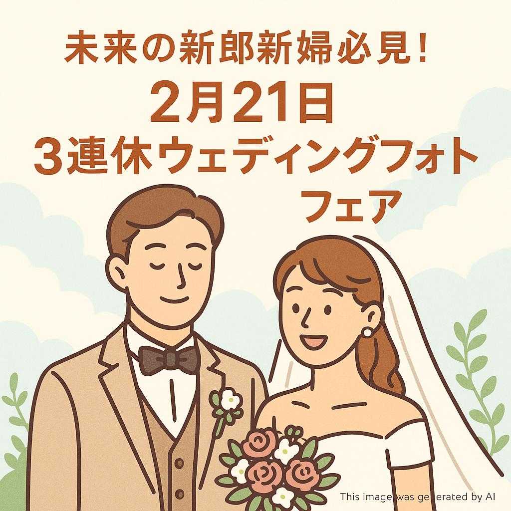 未来の新郎新婦必見!2月21日3連休ウェディングフォトフェア