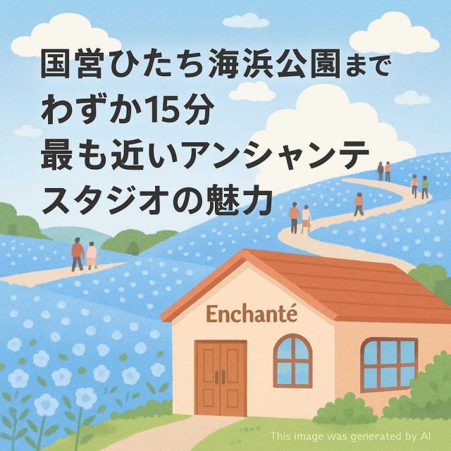 国営ひたち海浜公園までわずか15分・最も近いアンシャンテスタジオの魅力