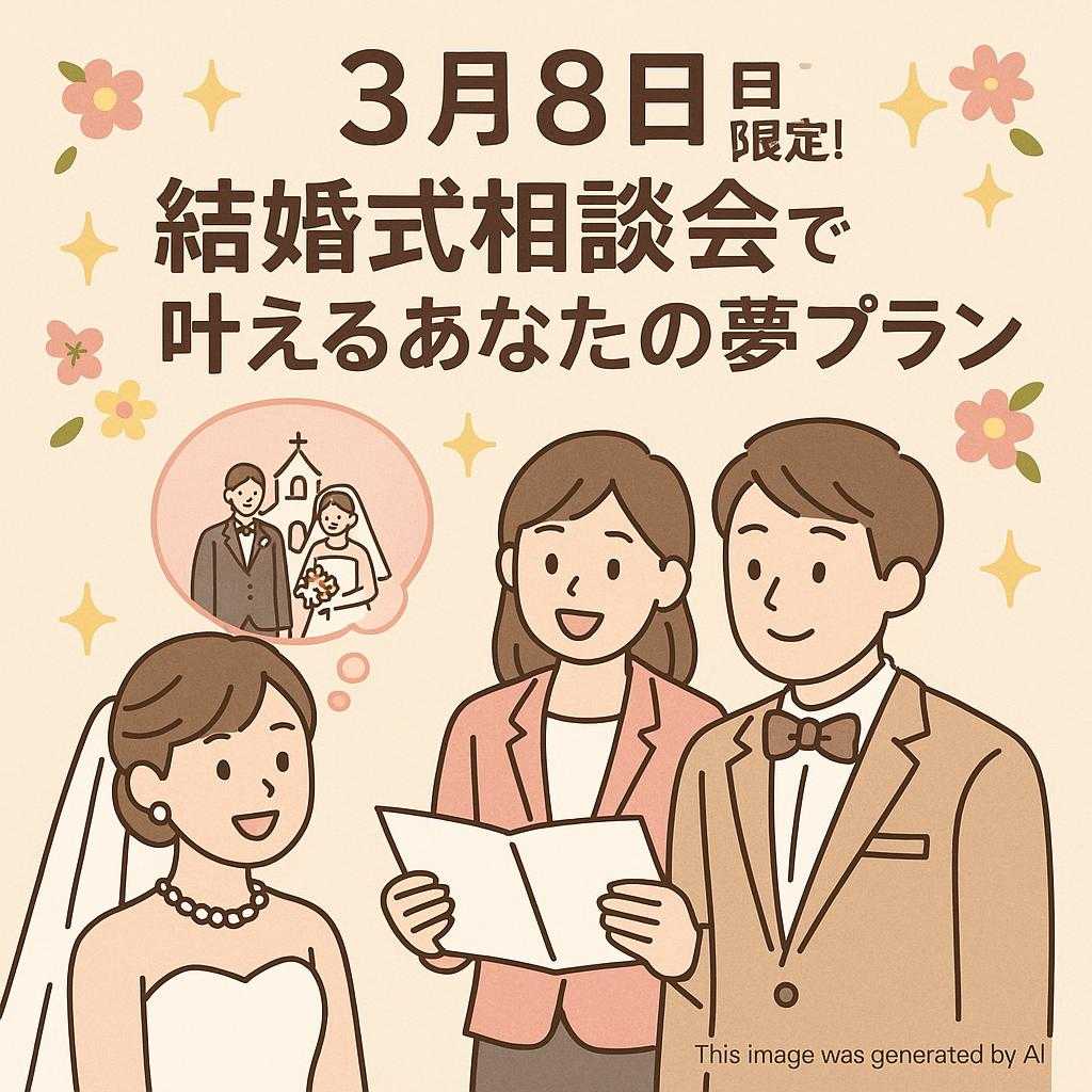 3月8日日曜日限定!結婚式相談会で叶えるあなたの夢プラン