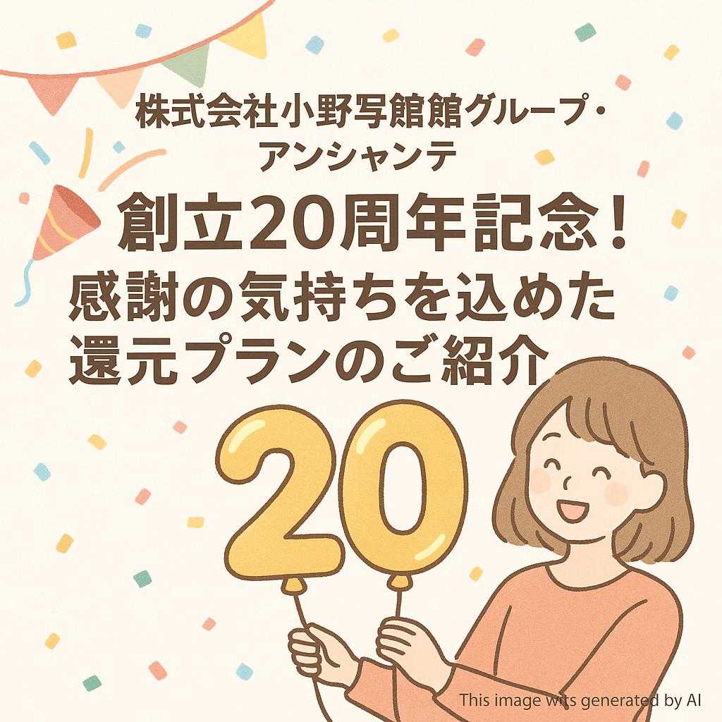 株式会社小野写真館グループ・アンシャンテ創立20周年記念!感謝の気持ちを込めた還元プランのご紹介