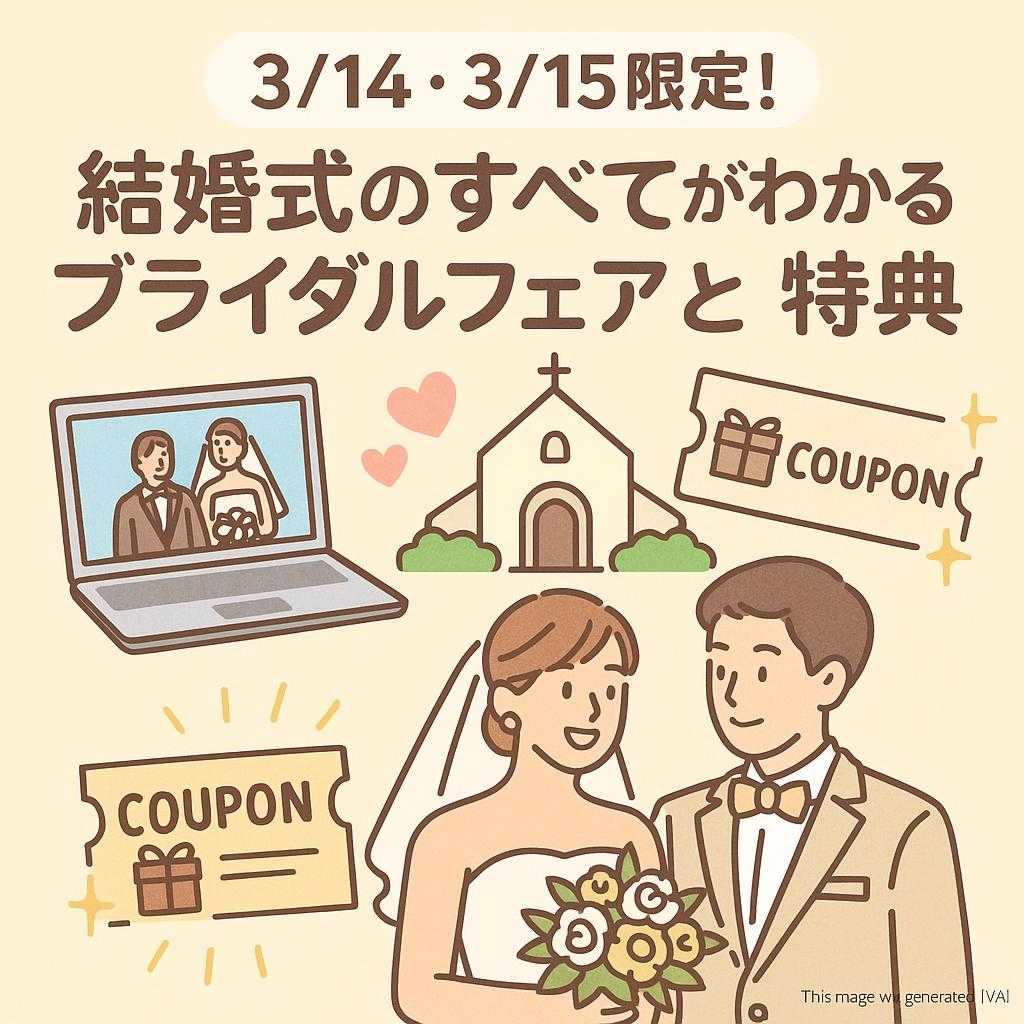 3/14・3/15限定!結婚式のすべてがわかるブライダルフェアと特典