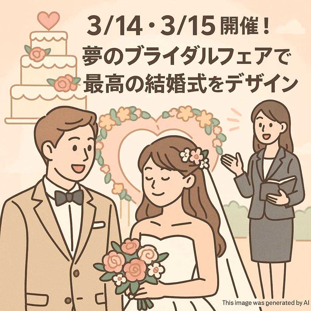 3/14・3/15開催!夢のブライダルフェアで最高の結婚式をデザイン