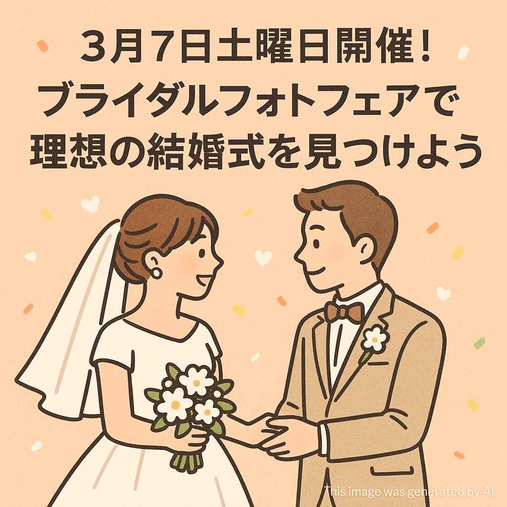3月7日土曜日開催!ブライダルフォトフェアで理想の結婚式を見つけよう