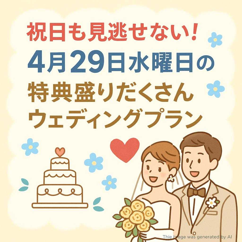 祝日も見逃せない!4月29日水曜日の特典盛りだくさんウェディングプラン