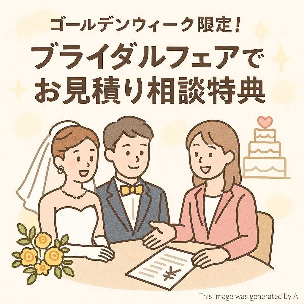 ゴールデンウィーク限定!ブライダルフェアでお見積り相談特典