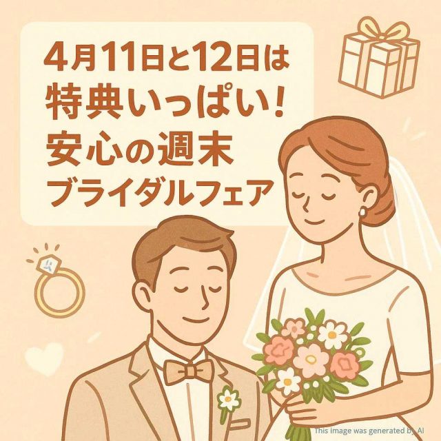 4月11日と12日は特典いっぱい！安心の週末ブライダルフェア