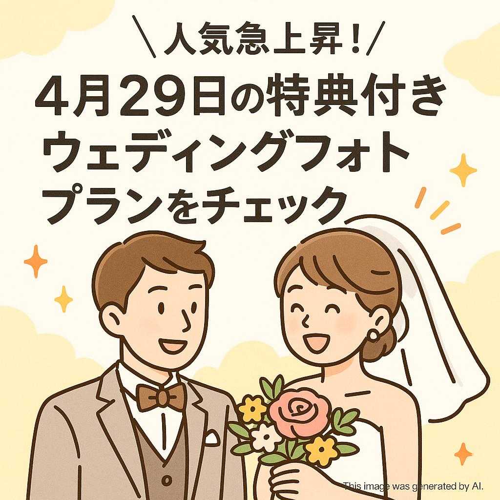 人気急上昇!4月29日の特典付きウェディングフォトプランをチェック