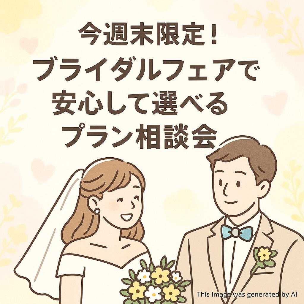今週末限定!ブライダルフェアで安心して選べるプラン相談会