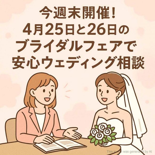 今週末開催！4月25日と26日のブライダルフェアで安心ウェディング相談