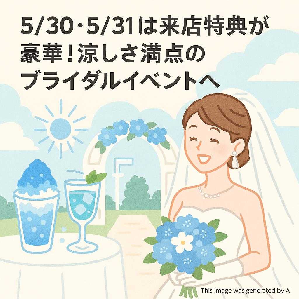 5/30・5/31は来店特典が豪華!涼しさ満点のブライダルイベントへ