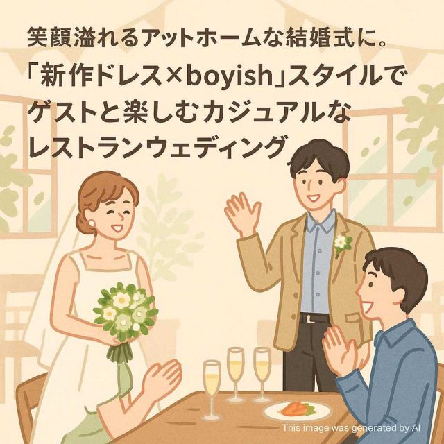 笑顔溢れるアットホームな結婚式に。『新作ドレス×boyish』スタイルでゲストと楽しむカジュアルなレストランウェディング