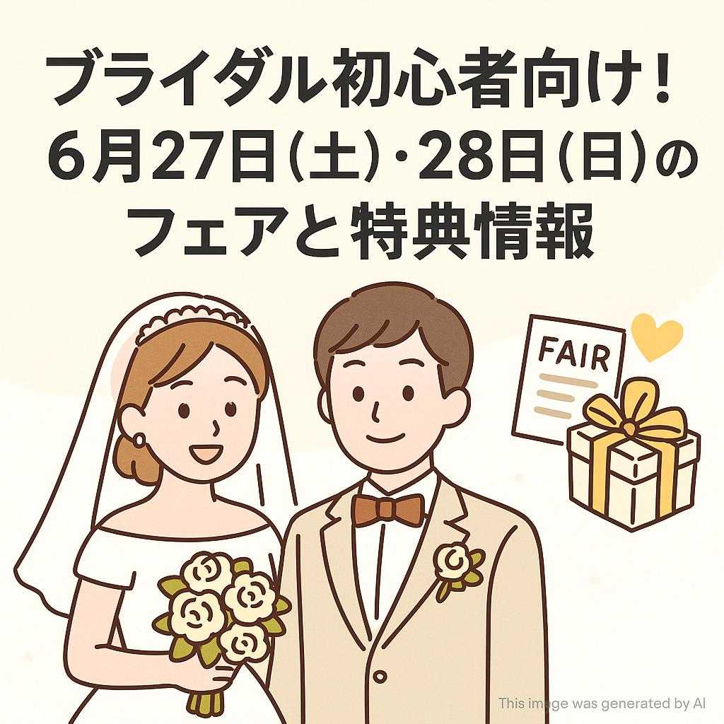 ブライダル初心者向け!6月27日(土)・28日(日)のフェアと特典情報