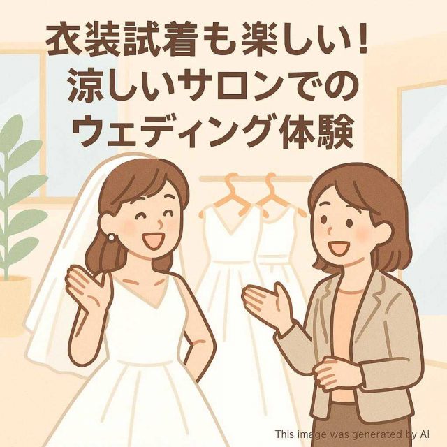 衣装試着も楽しい！涼しいサロンでのウェディング体験