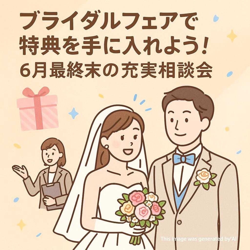 ブライダルフェアで特典を手に入れよう!6月最終末の充実相談会