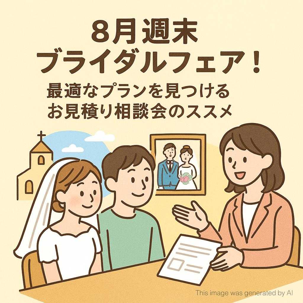 8月週末ブライダルフェア！最適なプランを見つけるお見積り相談会のススメ