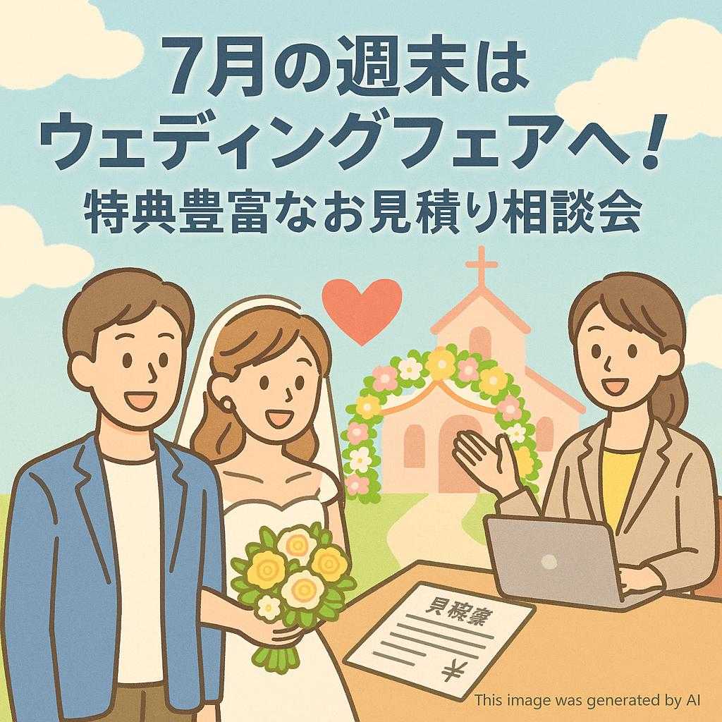 7月の週末はウェディングフェアへ!特典豊富なお見積り相談会