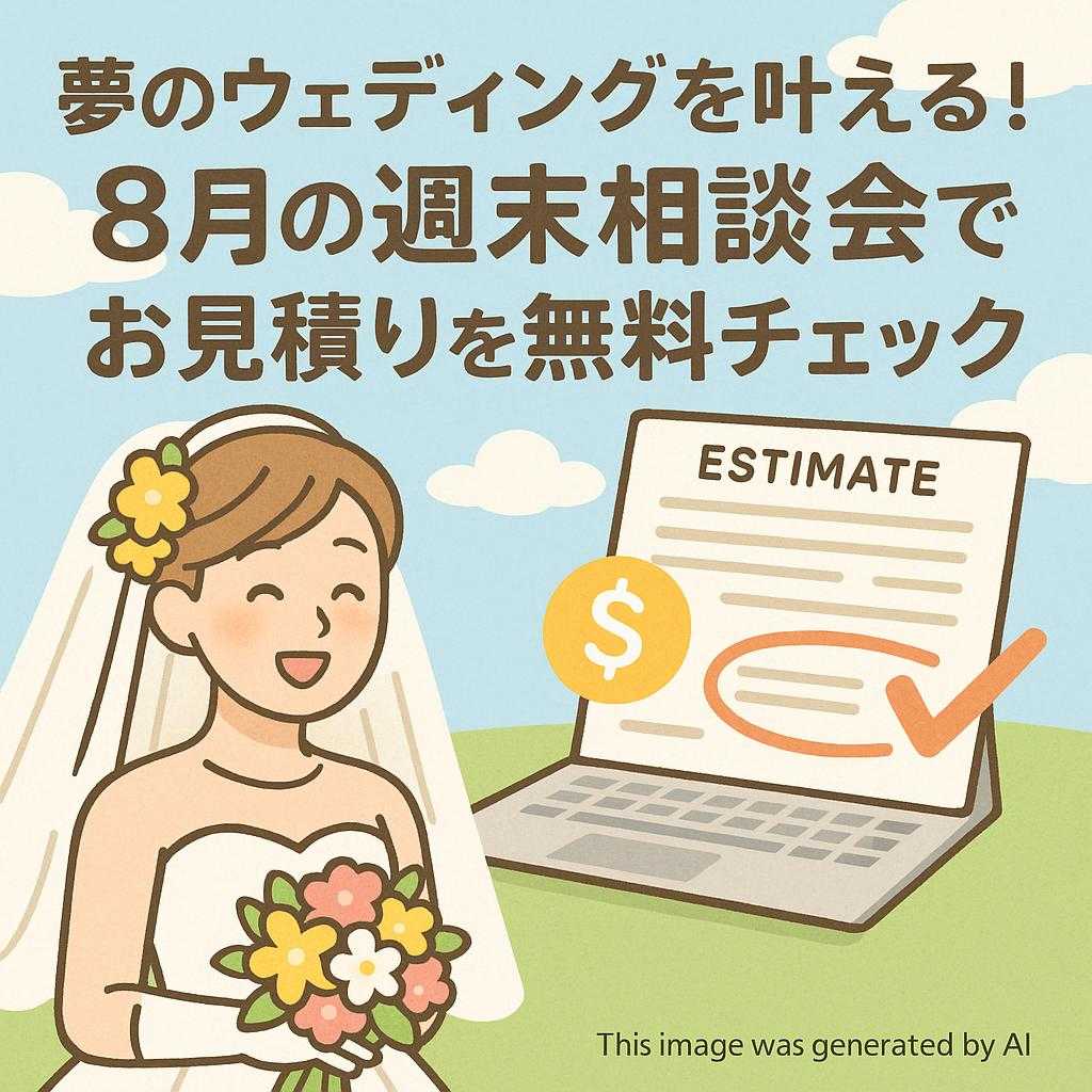 夢のウェディングを叶える!8月の週末相談会でお見積りを無料チェック