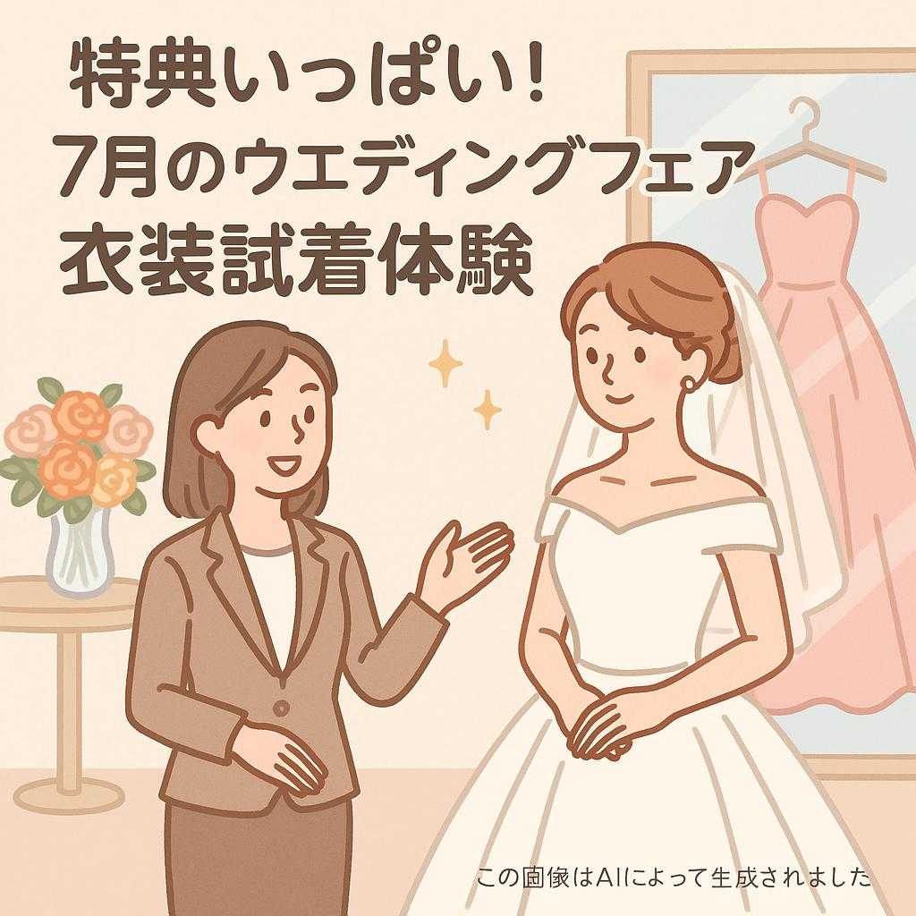 特典いっぱい!7月のウェディングフェアで衣装試着体験